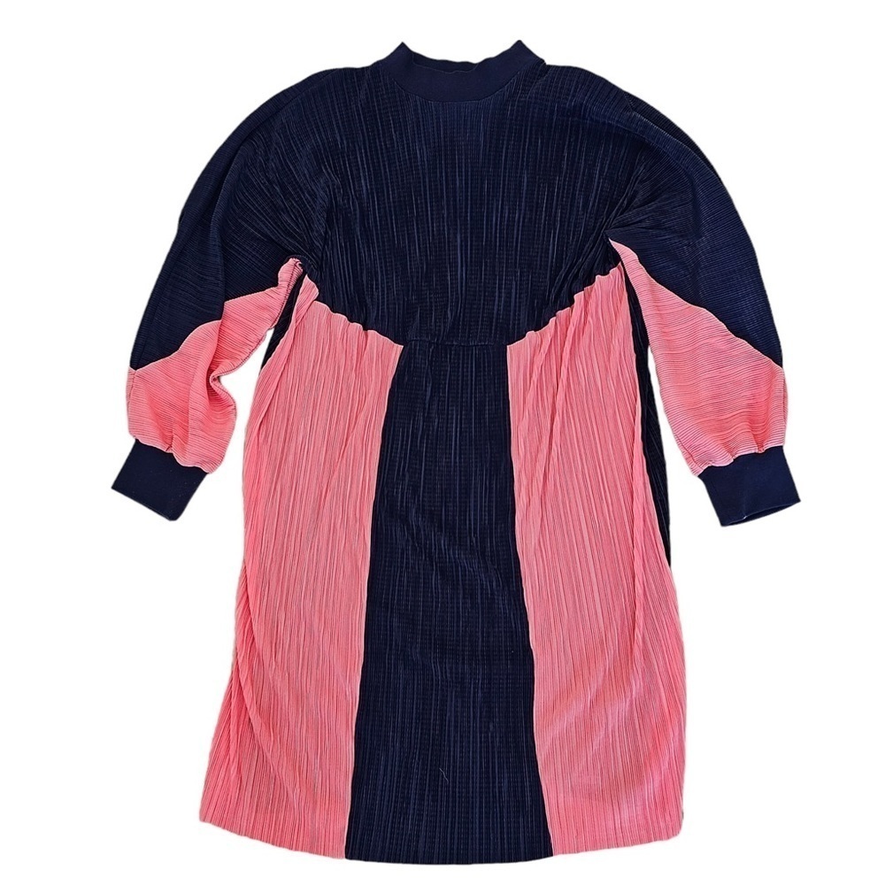 ASOS Curve colour block plisse sweat dress coral navy blue size 18 NWT - Picture 8 of 13